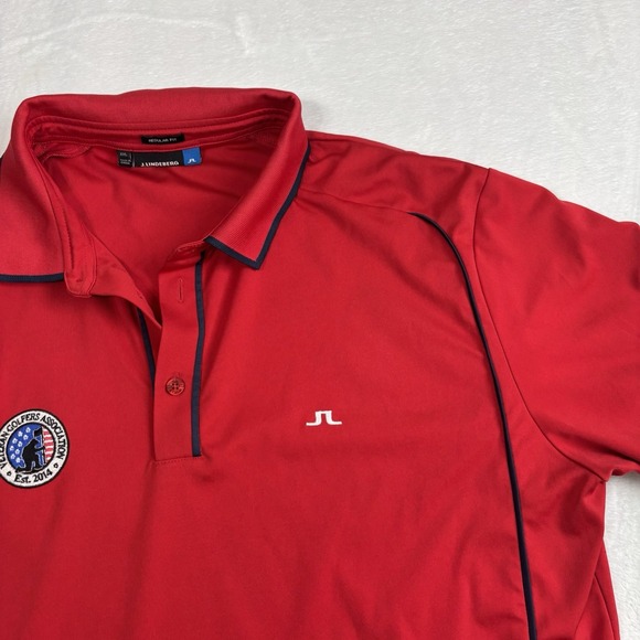 J. Lindberg Veteran Golfers Association Red Polo Collared Shirt Men's‎ XL * - Picture 2 of 9